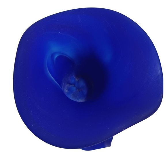 MURANO Cobalt Blue Rose Flower Tulip Art Glass Candle Candlestick Holder Vintage - Picture 11 of 11